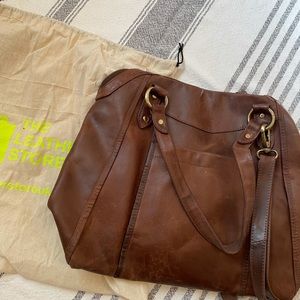Leather Store distressed leather satchel cross-body bag